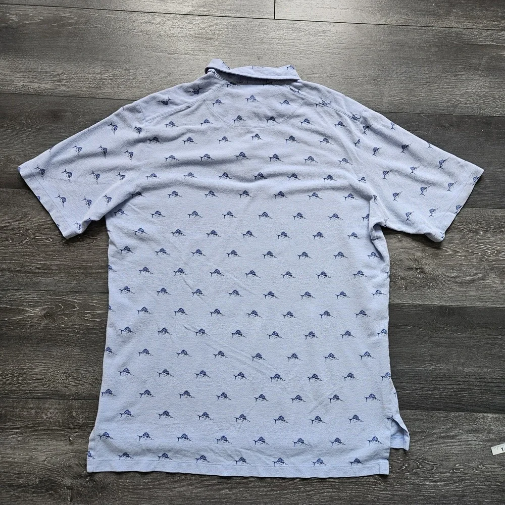 VTG Polo Golf Ralph Lauren Shirt Mens XL Blue Sailfish All Over Print Marina